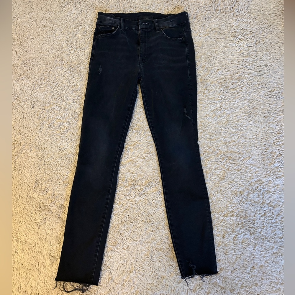 MOTHER High Waisted Looker Ankle Fray